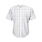 White Grey And Purple Tattersall Print Men's Baseball Jersey