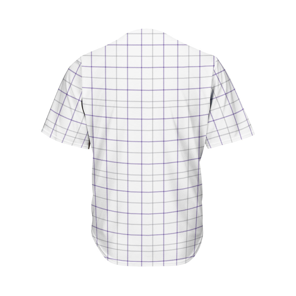 White Grey And Purple Tattersall Print Men's Baseball Jersey