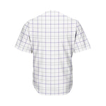 White Grey And Purple Tattersall Print Men's Baseball Jersey
