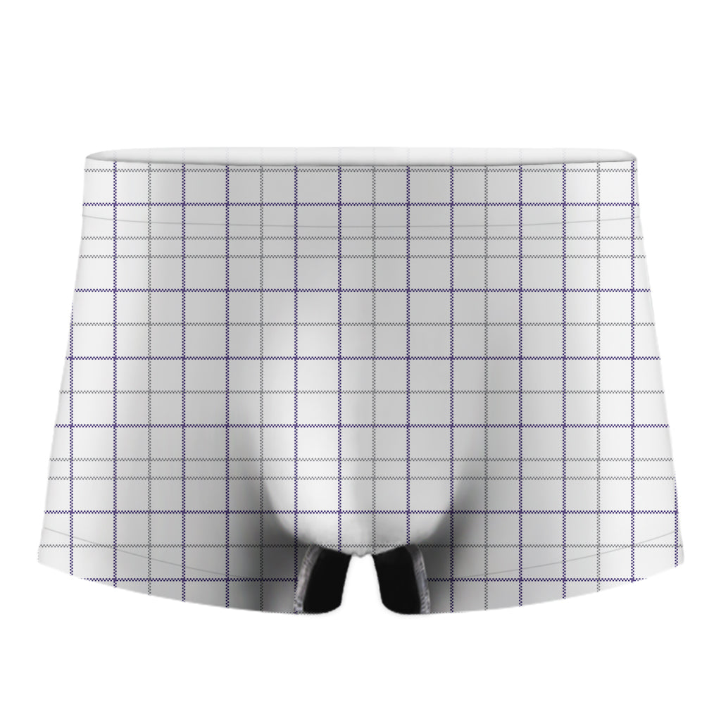 White Grey And Purple Tattersall Print Men's Boxer Briefs
