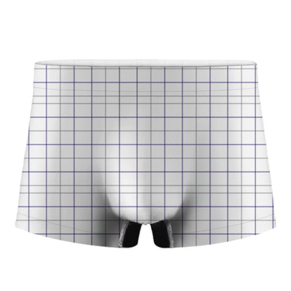 White Grey And Purple Tattersall Print Men's Boxer Briefs