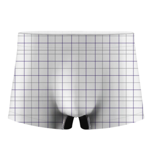 White Grey And Purple Tattersall Print Men's Boxer Briefs
