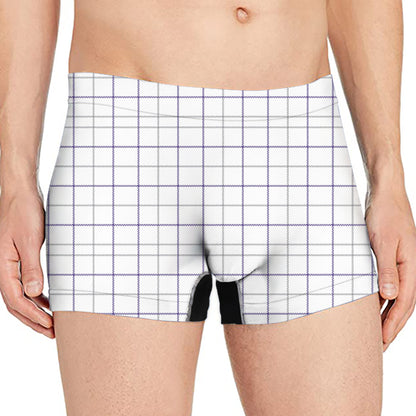 White Grey And Purple Tattersall Print Men's Boxer Briefs