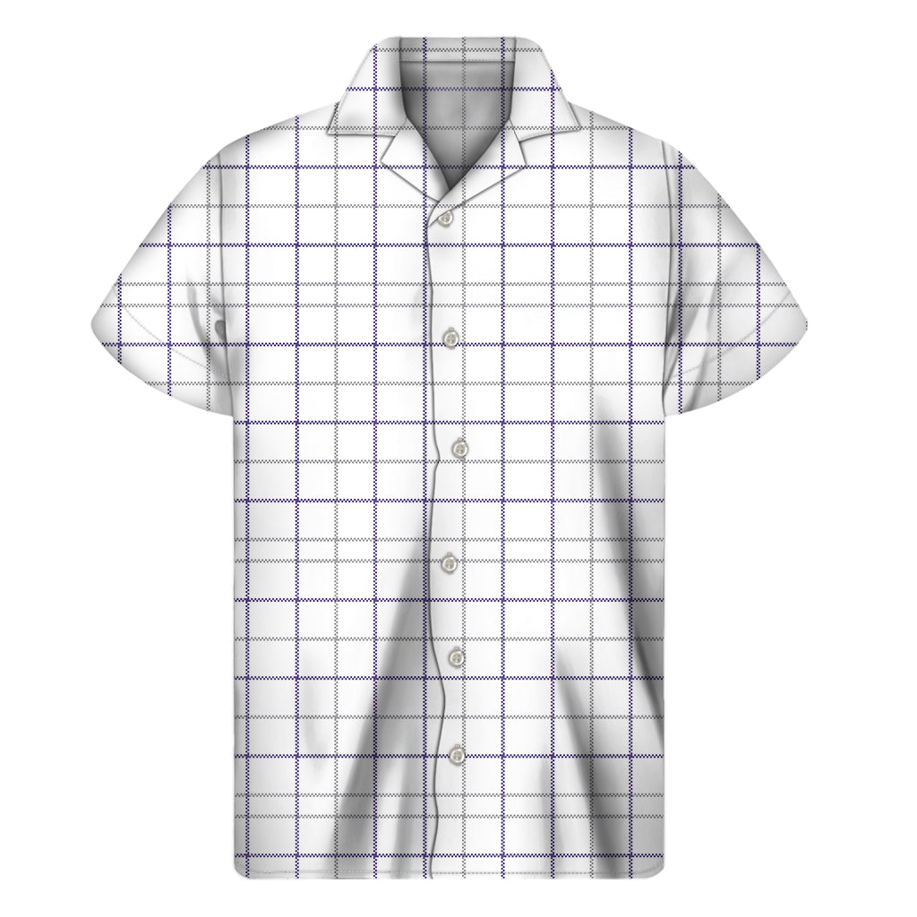 White Grey And Purple Tattersall Print Men's Short Sleeve Shirt