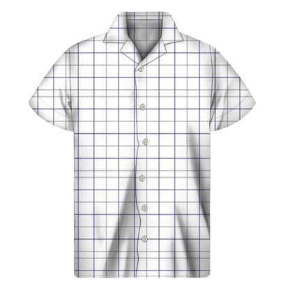 White Grey And Purple Tattersall Print Men's Short Sleeve Shirt