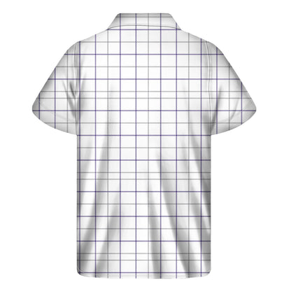White Grey And Purple Tattersall Print Men's Short Sleeve Shirt
