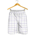 White Grey And Purple Tattersall Print Men's Shorts