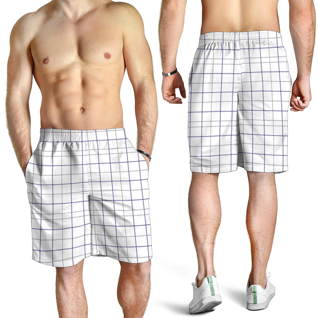 White Grey And Purple Tattersall Print Men's Shorts