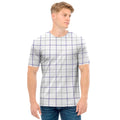 White Grey And Purple Tattersall Print Men's T-Shirt