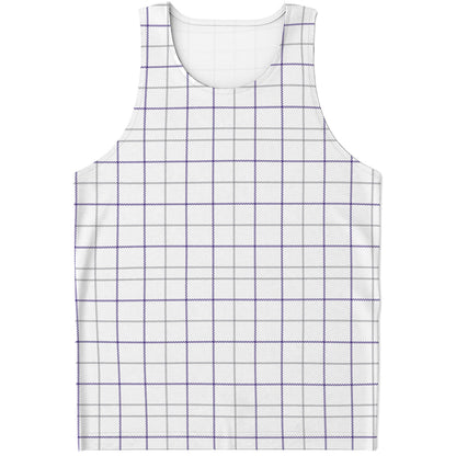 White Grey And Purple Tattersall Print Men's Tank Top