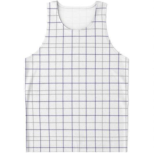 White Grey And Purple Tattersall Print Men's Tank Top