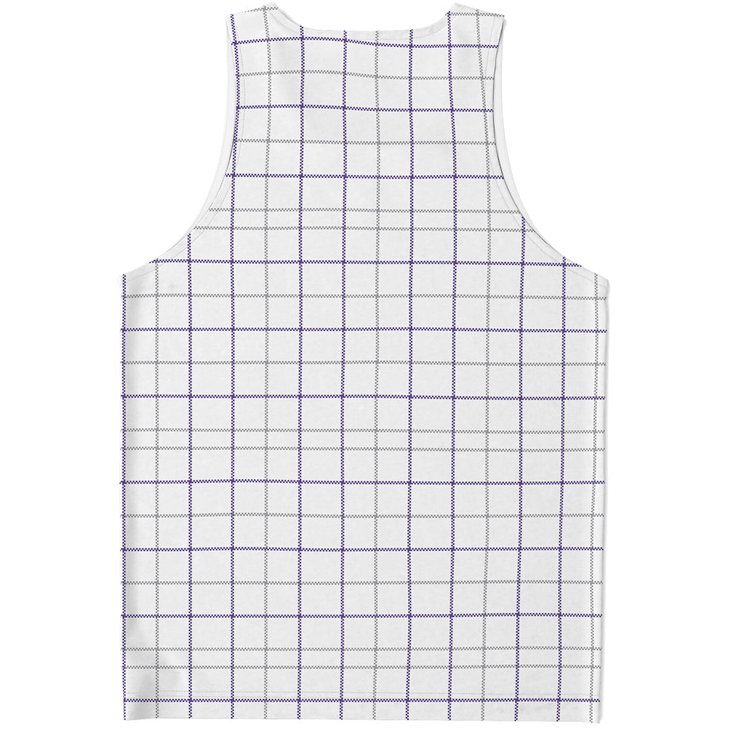White Grey And Purple Tattersall Print Men's Tank Top