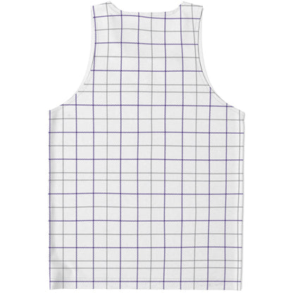 White Grey And Purple Tattersall Print Men's Tank Top