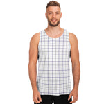 White Grey And Purple Tattersall Print Men's Tank Top
