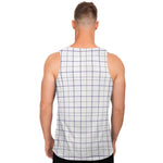 White Grey And Purple Tattersall Print Men's Tank Top