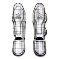White Grey And Purple Tattersall Print Muay Thai Shin Guards