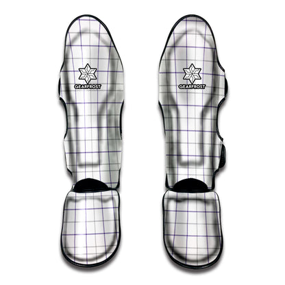 White Grey And Purple Tattersall Print Muay Thai Shin Guard