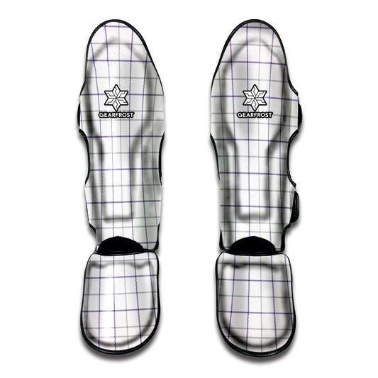 White Grey And Purple Tattersall Print Muay Thai Shin Guard