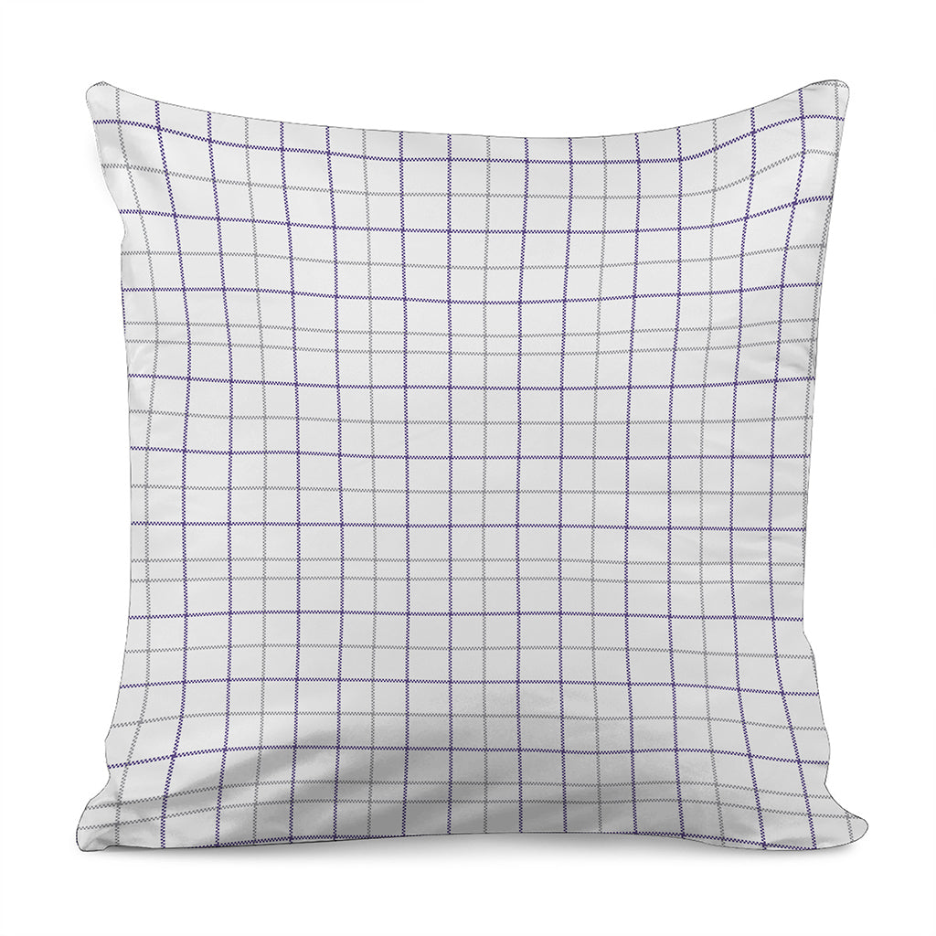 White Grey And Purple Tattersall Print Pillow Cover