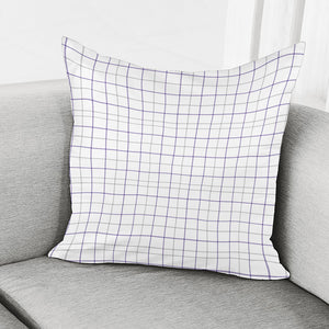 White Grey And Purple Tattersall Print Pillow Cover