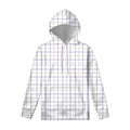 White Grey And Purple Tattersall Print Pullover Hoodie