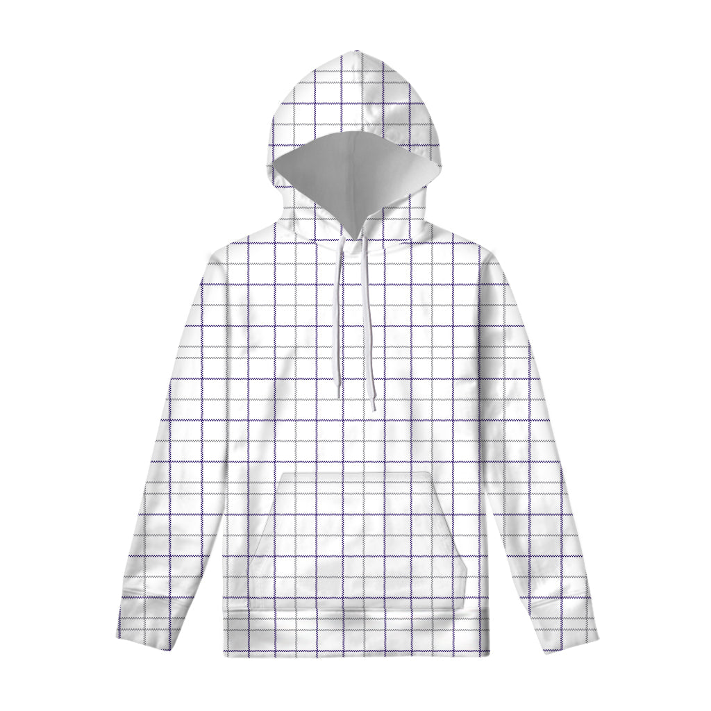 White Grey And Purple Tattersall Print Pullover Hoodie