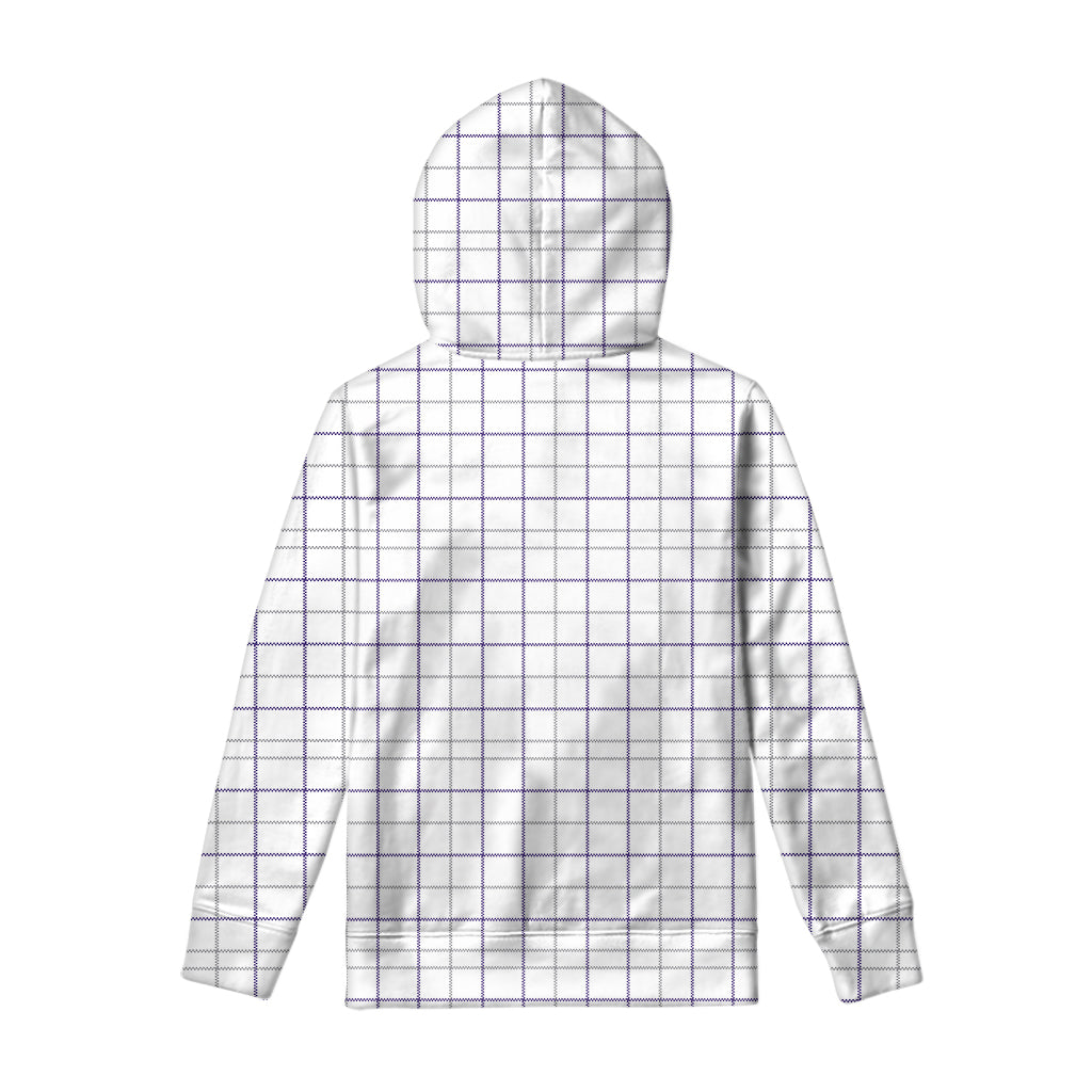 White Grey And Purple Tattersall Print Pullover Hoodie