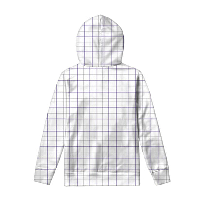 White Grey And Purple Tattersall Print Pullover Hoodie