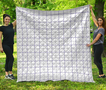 White Grey And Purple Tattersall Print Quilt