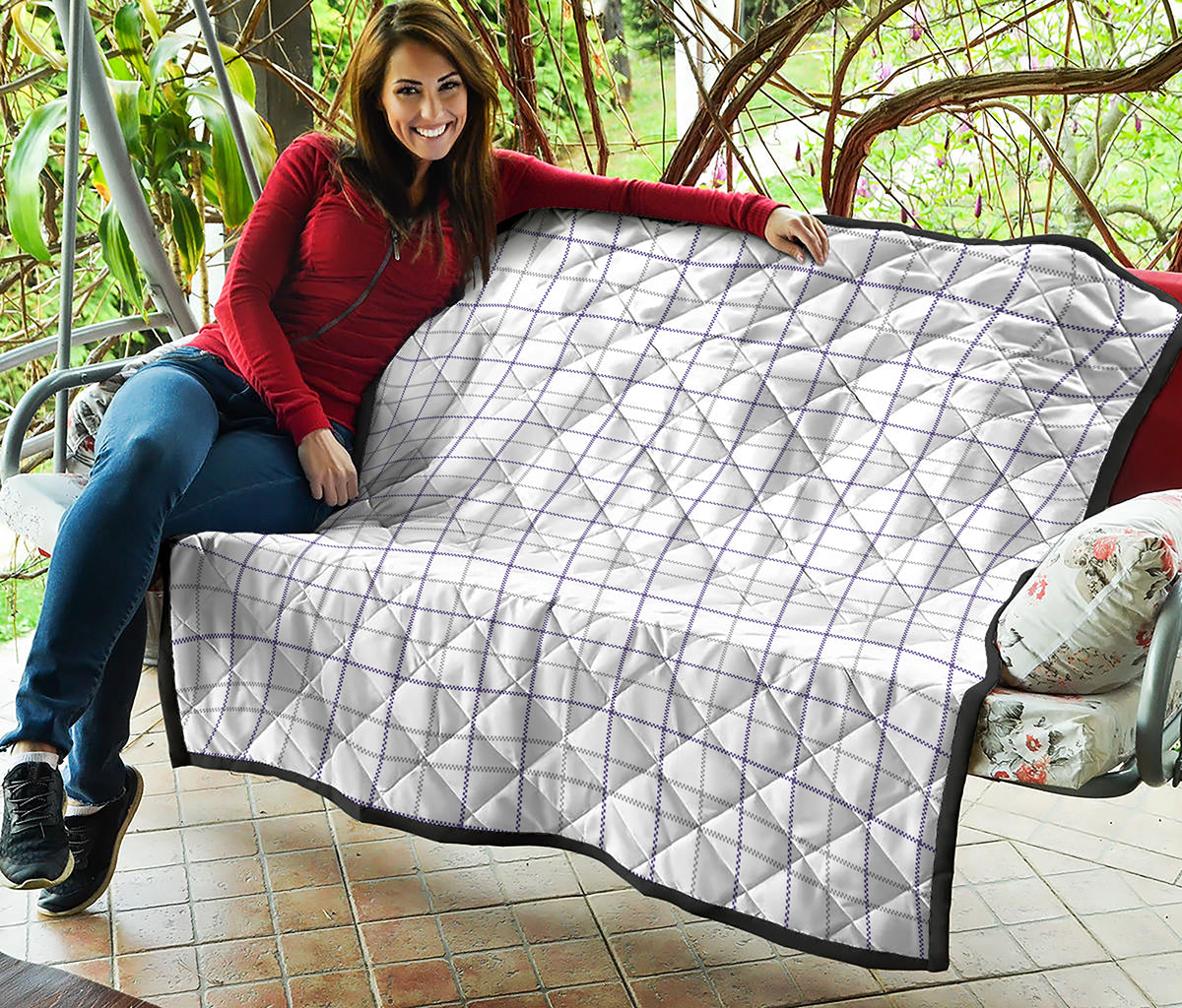 White Grey And Purple Tattersall Print Quilt