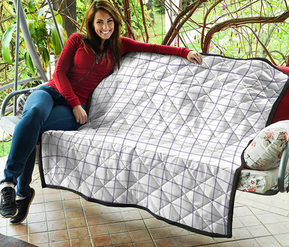 White Grey And Purple Tattersall Print Quilt
