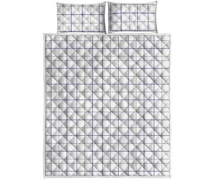 White Grey And Purple Tattersall Print Quilt Bed Set