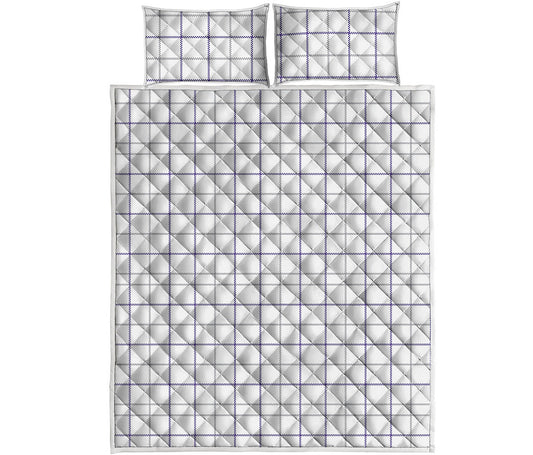 White Grey And Purple Tattersall Print Quilt Bed Set