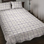 White Grey And Purple Tattersall Print Quilt Bed Set