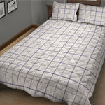 White Grey And Purple Tattersall Print Quilt Bed Set