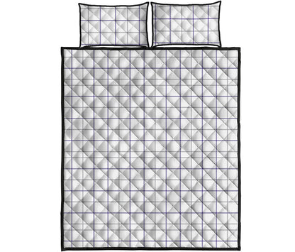 White Grey And Purple Tattersall Print Quilt Bed Set
