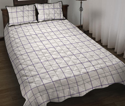 White Grey And Purple Tattersall Print Quilt Bed Set
