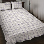White Grey And Purple Tattersall Print Quilt Bed Set
