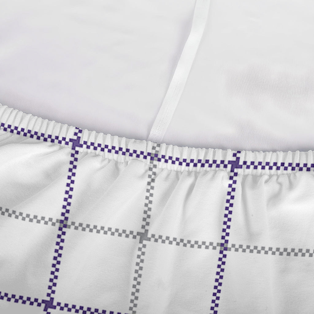 White Grey And Purple Tattersall Print Sofa Cover
