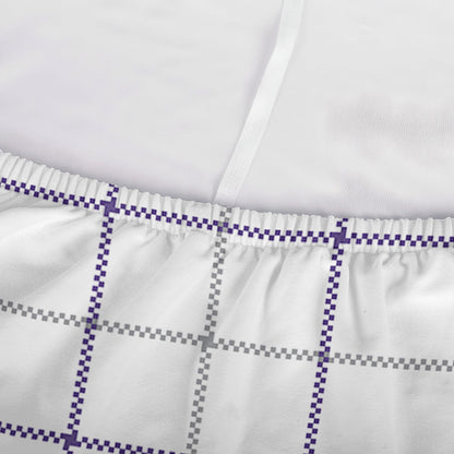 White Grey And Purple Tattersall Print Sofa Cover