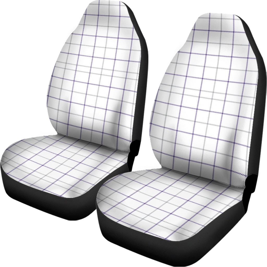 White Grey And Purple Tattersall Print Universal Fit Car Seat Covers