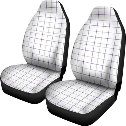 White Grey And Purple Tattersall Print Universal Fit Car Seat Covers