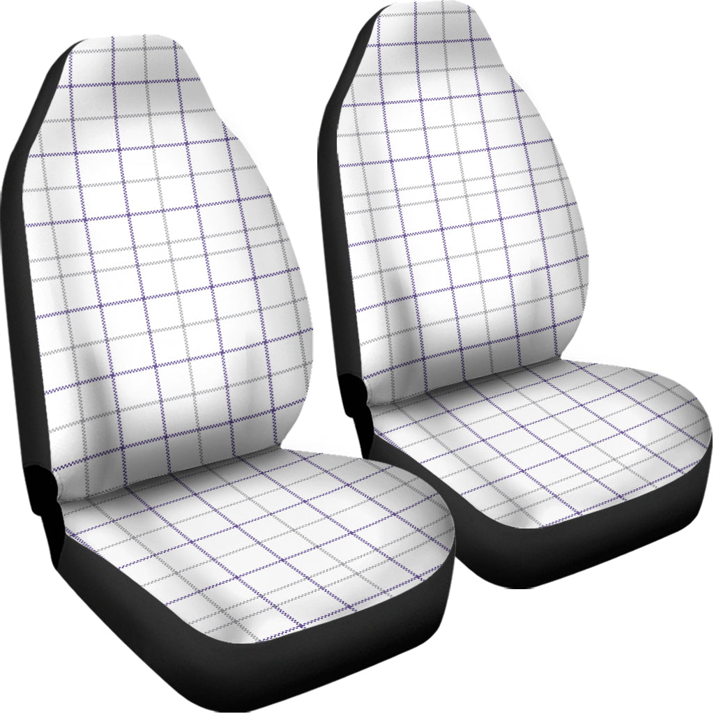 White Grey And Purple Tattersall Print Universal Fit Car Seat Covers