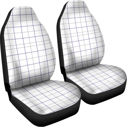 White Grey And Purple Tattersall Print Universal Fit Car Seat Covers