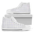 White Grey And Purple Tattersall Print White High Top Sneakers