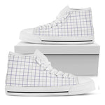 White Grey And Purple Tattersall Print White High Top Shoes