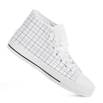 White Grey And Purple Tattersall Print White High Top Shoes