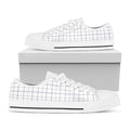 White Grey And Purple Tattersall Print White Low Top Sneakers