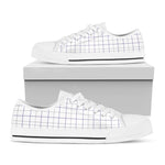 White Grey And Purple Tattersall Print White Low Top Shoes
