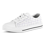 White Grey And Purple Tattersall Print White Low Top Shoes